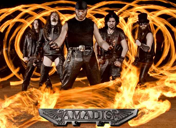 rock band Amadis surrounded by fire