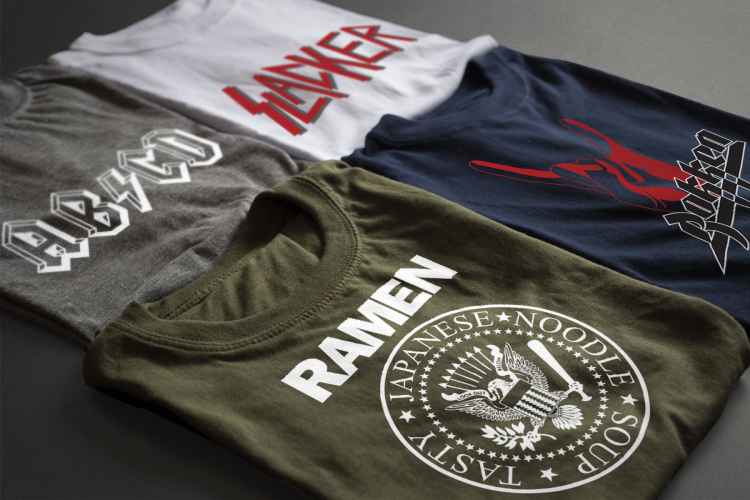 Various band parody t-shirts